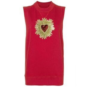 Medium Size Embroidered Heart Sequin Applique Iron-on 7" x6"